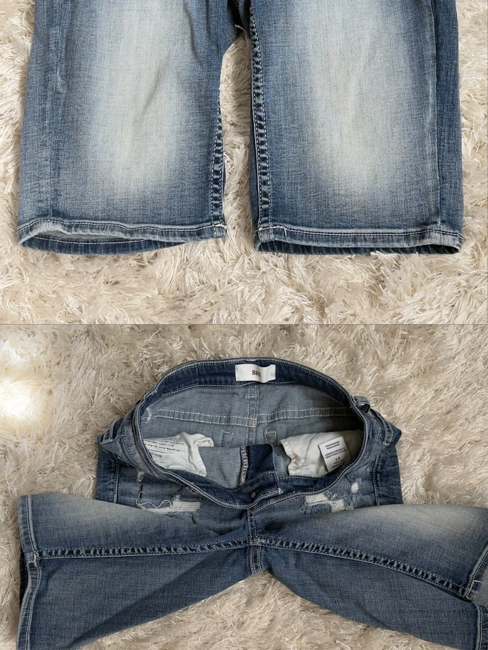 Distressed BKE Bermuda Denim Jorts‎ Shorts Victoria Medium Wash Y2K 27